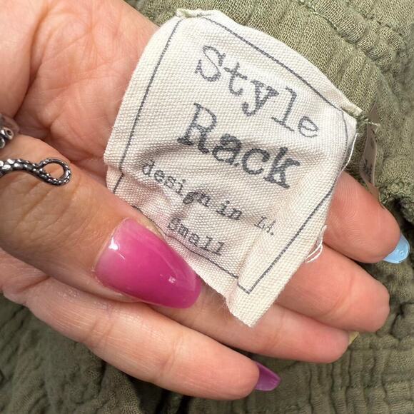 Green boho cotton trousers style - Picture 4 of 4